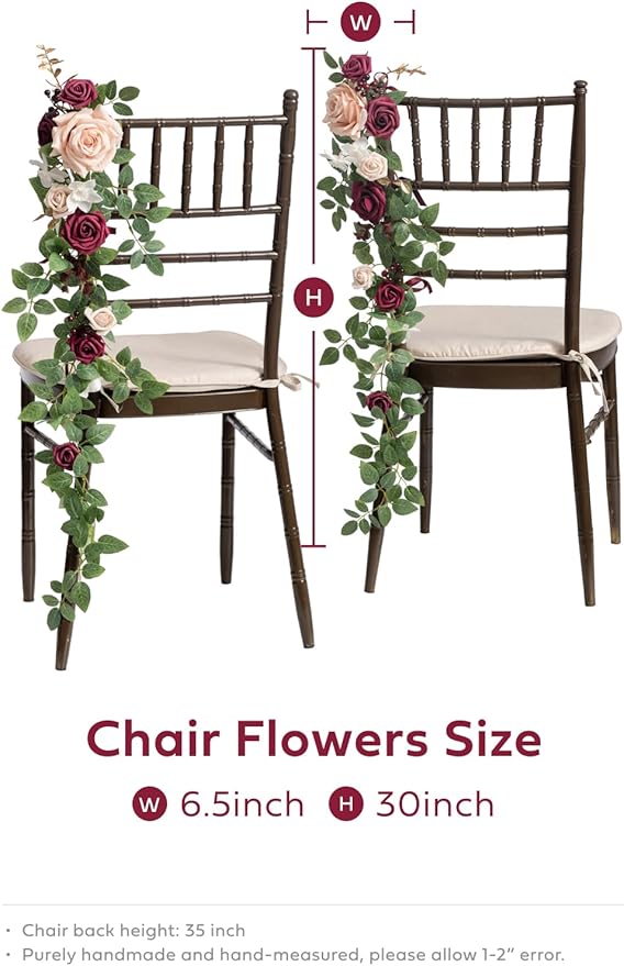 Artificial Flower Wedding Chair Swags, 10 Pack, Blush & Marsala