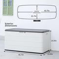 Deck Box, 100 Gallon Resin Lockable Waterproof Outdoor Storage Bench in White