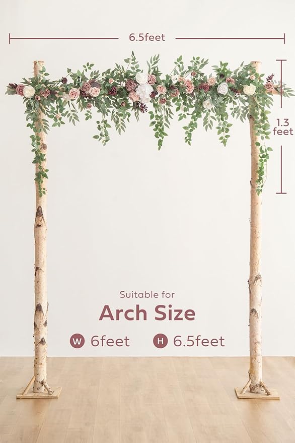 Artificial Flower Garland, Dusty Rose & Mauve Silk, 78 Inch Arch Swag