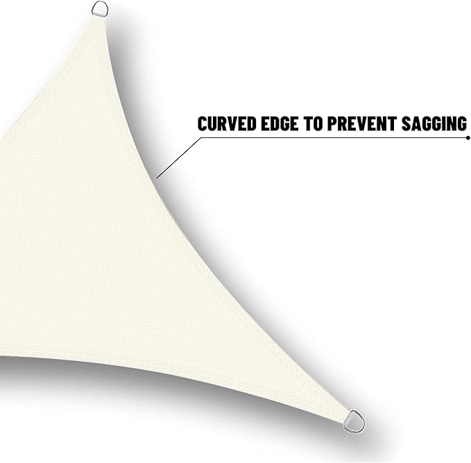 SUNNY GUARD Waterproof Sun Shade Sail 8'x8'x11.3' Cream Right Triangle UV Block - Image 5