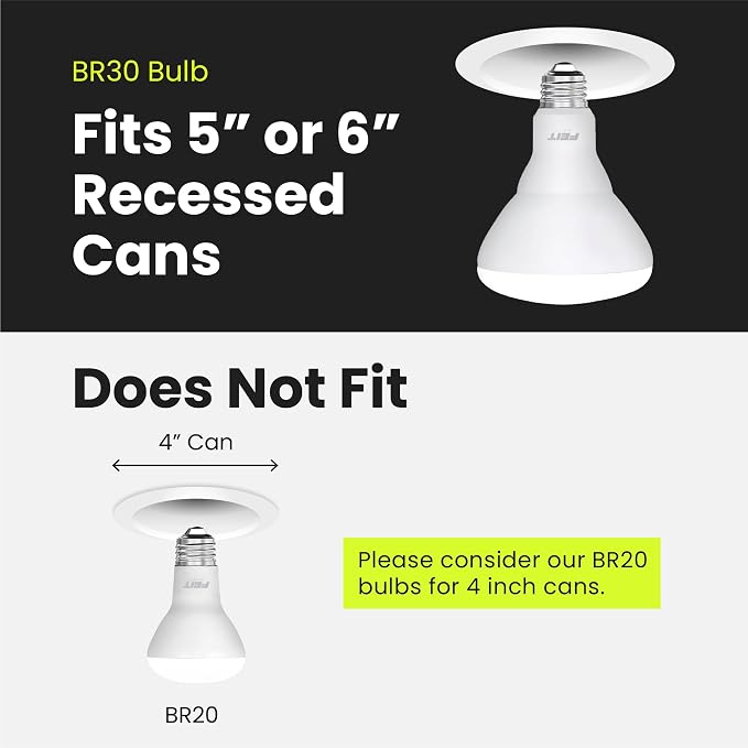 Feit Electric BR30 LED Light Bulb, 65W Equivalent, 650 Lumens, E26 Standard Base - Image 8