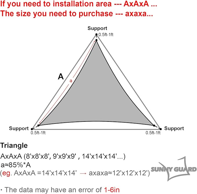SUNNY GUARD Waterproof Sun Shade Sail 17'x17'x17' Cream Triangle UV Block - Image 5