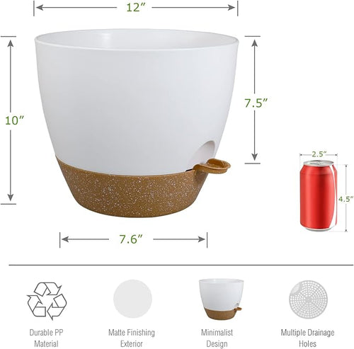 12 inch Large Self Watering Pots, Plastic Planters - Image 2
