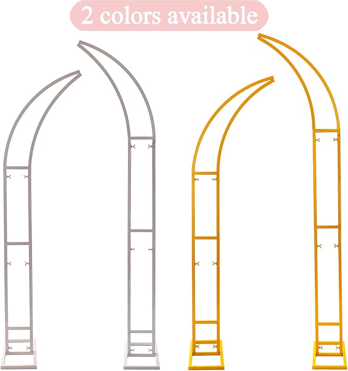 Arbors Metal Wedding Arch Set of 2 White Powder-Coated Backdrop Stands