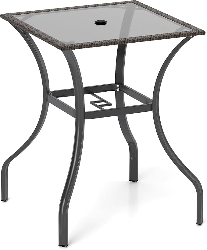 Tangkula Patio Bar Table with Umbrella Hole, All Weather 37 Inches Height Heavy by TANGKULA