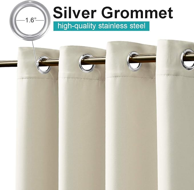 NICETOWN 2 Panels Outdoor Patio Curtains Waterproof, Stainless Steel Grommet - Image 2
