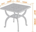 Side Table in White Aluminum, Square Outdoor Patio Table, 18.5 in High