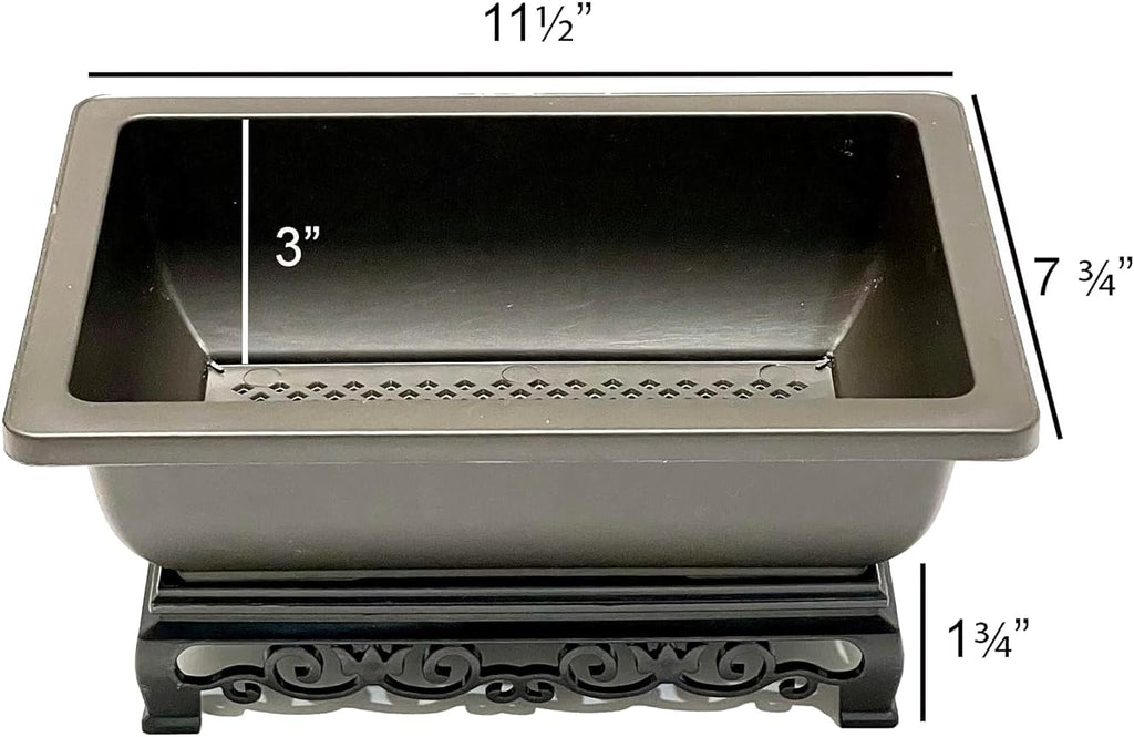 Planters for Bonsai, Brown Recycled Plastic, 2-Pack with Trays