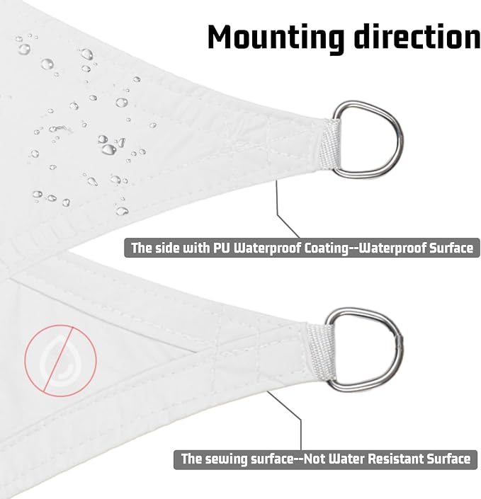 LOVE STORY Right Triangle 12'x14'x18.4' Waterproof Sun Shade Sail Canopy UV - Image 3