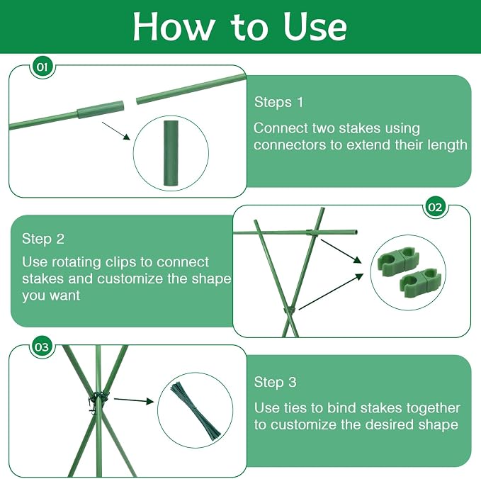Garden Stakes 17Inch 40Pack, DIY Tall Plant Support Stakes of 4Ft, HAINANSTRY - Image 5