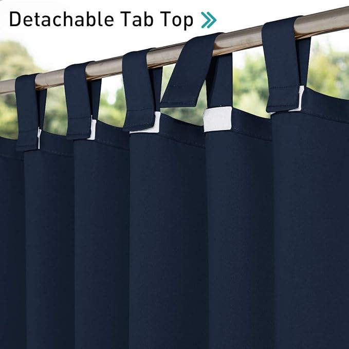 NICETOWN 2 Panels Patio Door Navy Blue Curtainss Waterproof 95" Length - Image 3