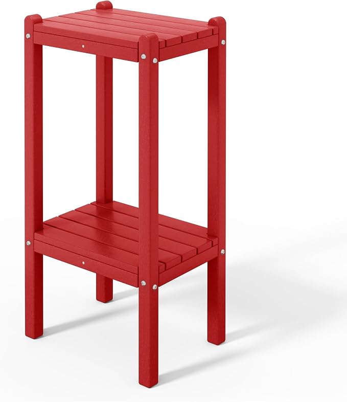 Costaelm Paradise 36"" Outdoor Adirondack HDPE 2-Tier Patio Side Table - Image 7