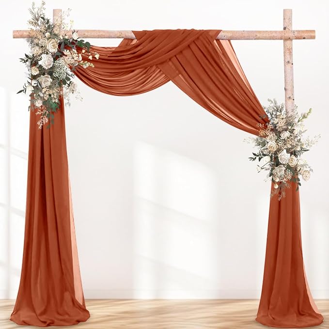 Outdoor Curtains: Terracotta Chiffon Arch Drape, 2 Pieces, 29 x 6 Yards
