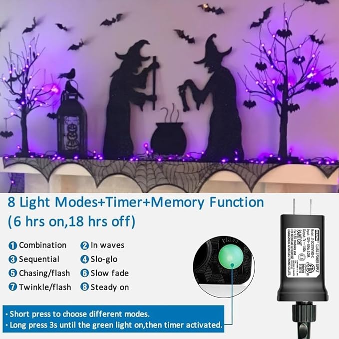 String Lights 165 ft, 500 LED, Purple, Waterproof for Outdoor Use