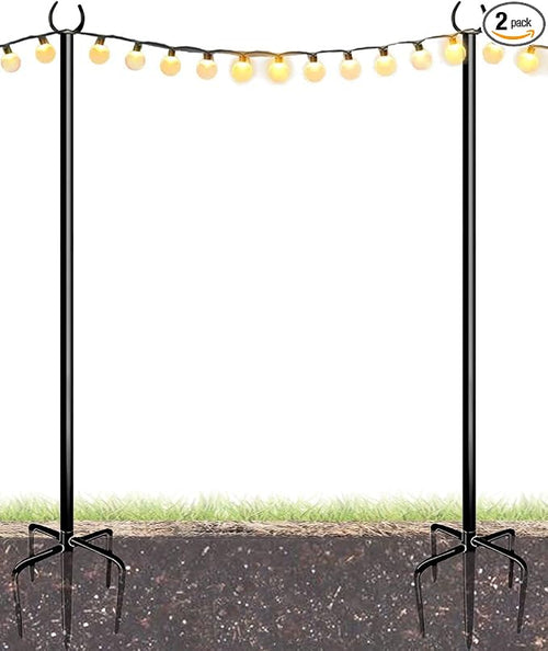 10FT String Light Poles for Outdoor, Heavy Duty Metal Lighting Stand Pole for by Eazielife