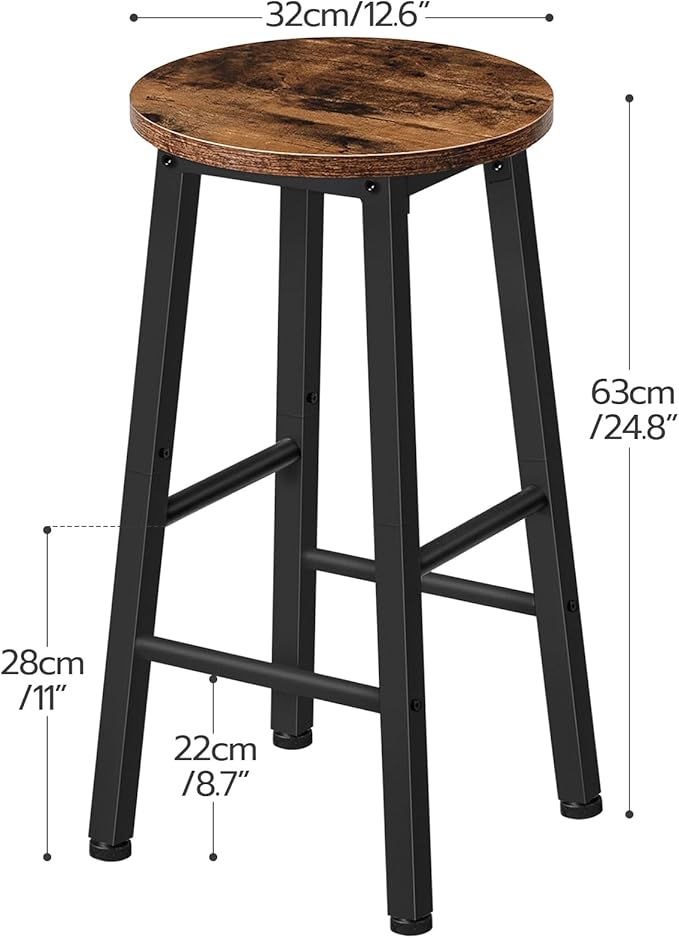 HOOBRO Bar Stools, Barstools Set of 2, Counter Height Barstools, 24.8" Bar - Image 3