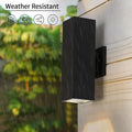 Outdoor Wall Light Sconce, Matte Black Aluminum with Up-Down Glass