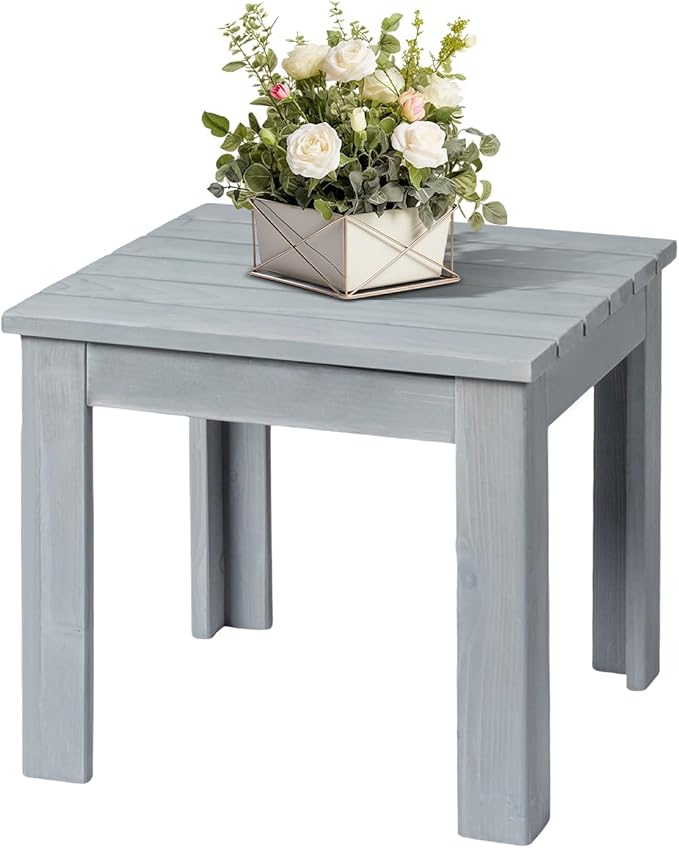 VINGLI Outdoor Wooden Side Table, Square Patio Side Table, Small Outdoor Table - Image 4