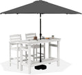SERWALL Outdoor Bar Set with 9ft Umbrella, All-Weather HDPE Patio Bar Chairs by SERWALL