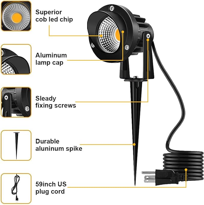 Romwish 120V LED Landscape Lights, 10W 120V Outdoor Landscape Lighting - Image 3