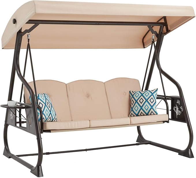3-Seat Patio Porch Swing 800LBS Outdoor Swing by zzw