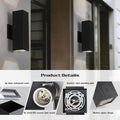 Modern Matte Black Aluminum Outdoor Wall Light, Up Down, 2 Pack
