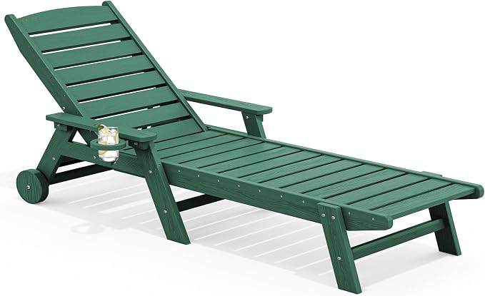 SERWALL Patio Chaise Lounge Chair, Poly Lounge Chair by SERWALL