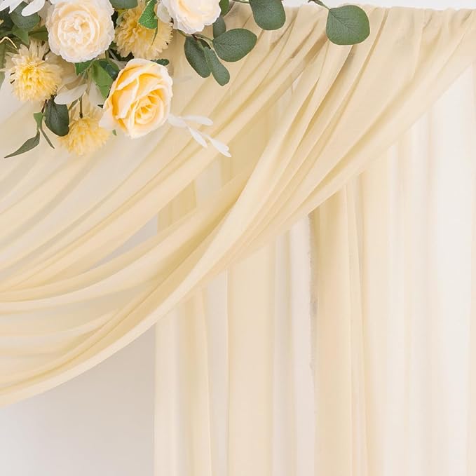 Outdoor Curtain Arch Draping Fabric, Champagne Chiffon, 29 Inch Wide