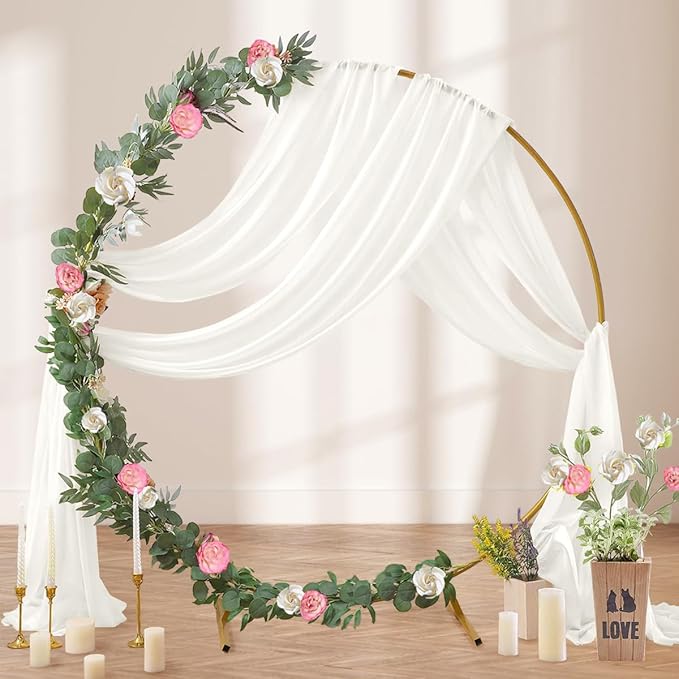 Outdoor Curtains Ivory Sheer Wedding Arch Drapes, 4 Panels 29 x 20 Ft