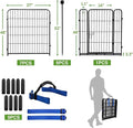 Decorative Garden Fence with Gate, 8 Black Iron Panels, 48 in High