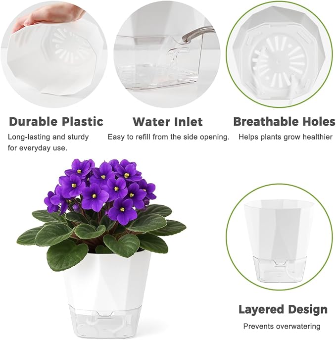 12 Pack Self Watering Plant Pots 6 Inches Self-Watering Planters - Image 4