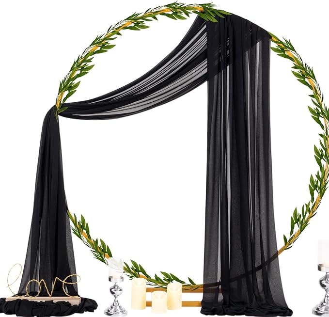 Outdoor Curtains: Black Sheer Chiffon Arch Drapes, 29 in x 6.5 Yd