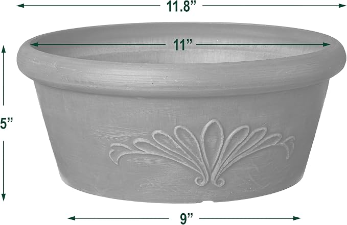 PSW Pot Collection TA30TC 12-inch Plastic/Stone/Wood Composite Bulb Pan Planter - Image 5