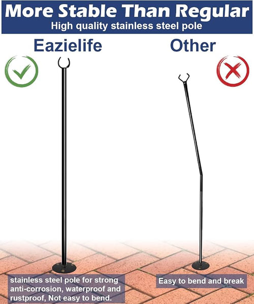 10FT String Light Pole for The Outdoor, Heavy Duty Metal Lighting Stand Pole - Image 2