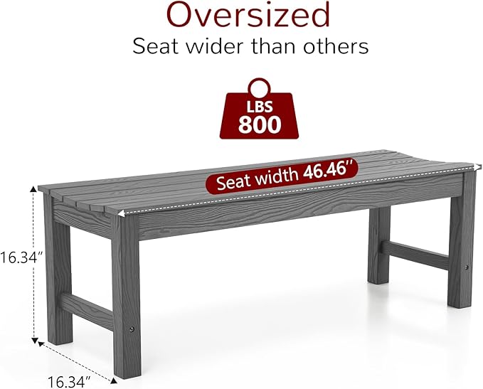 Stoog Outdoor Bench, 2-Person Outdoor Dining Bench, All-Weather HIPS Garden - Image 3