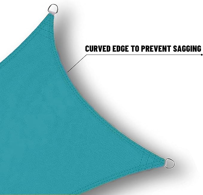 SUNNY GUARD Waterproof Sun Shade Sail 9' x 9' Turquoise Blue Rectangle UV Block - Image 4