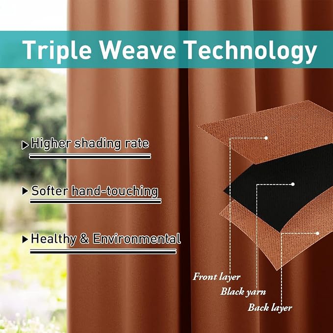 NICETOWN Outdoor Curtains for Patio Waterproof 2 Panels, Thermal Insulated - Image 5