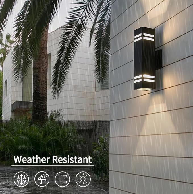 Outdoor Wall Light Sconce, 15-Inch Black Aluminum with Frosted Glass