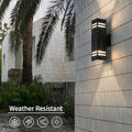 Outdoor Wall Light Sconce, 15-Inch Black Aluminum with Frosted Glass