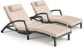Chaise Lounge Chairs Outdoor Set of 2, Comfy Outside Wicker Patio Pool Lounge by ZZWHOM