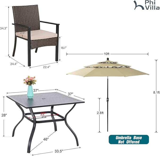 PHI VILLA 5 Pieces Outdoor Dining Set - Image 9
