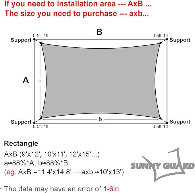SUNNY GUARD Waterproof Sun Shade Sail 8' x 9' Lemon Green Rectangle UV Block - Image 5