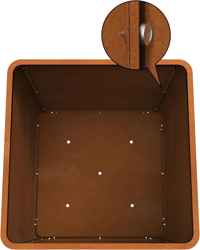 Corten Steel Planter Box 20" L x 20" W x 20" H, Large Metal Square Planter - Image 5