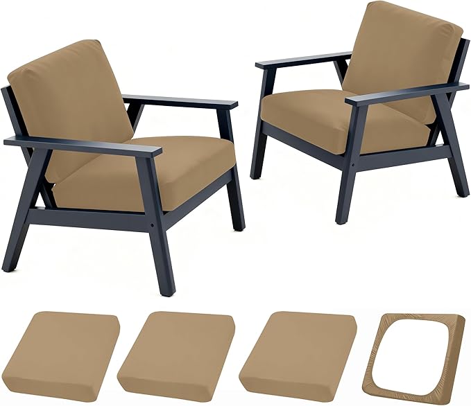 Cushion Covers, Khaki Stretch-Fit Slipcovers for 20-27 Inch Cushions