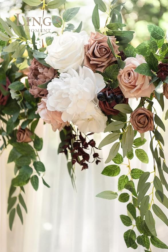 Artificial Flower Garland, Dusty Rose & Mauve Silk, 78 Inch Arch Swag