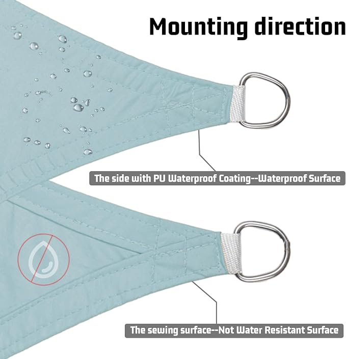 LOVE STORY Waterproof 6.5' x 10' Rectangle Sky Blue Sun Shade Sail Cannoy UV - Image 3