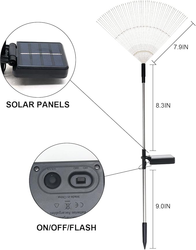 Solar Garden Firework Lights Outdoor Waterproof 2 Pack Solar Powered Art Stake - Image 8