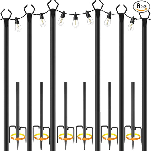 10Ft String Light Poles 6 Pack, Light Poles by AILBTON