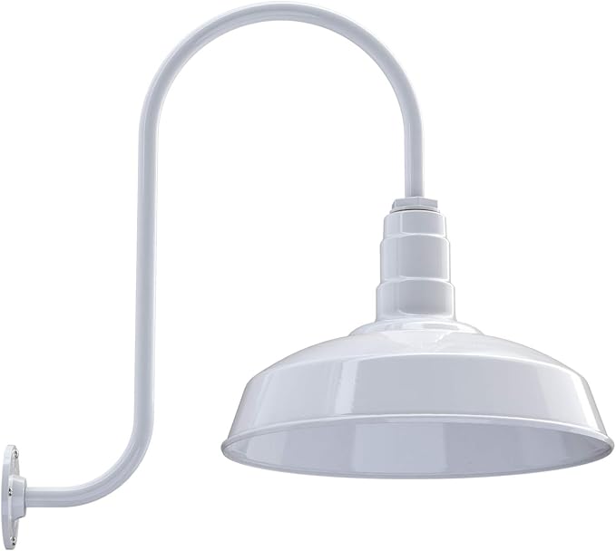 Wall Light, 16-Inch Dome Farmhouse Barn Fixture in White Steel