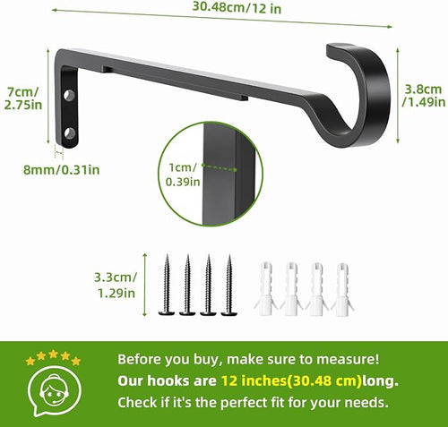 12 Inch Black Heavy Duty Outdoor Plant Hangers - Image 2
